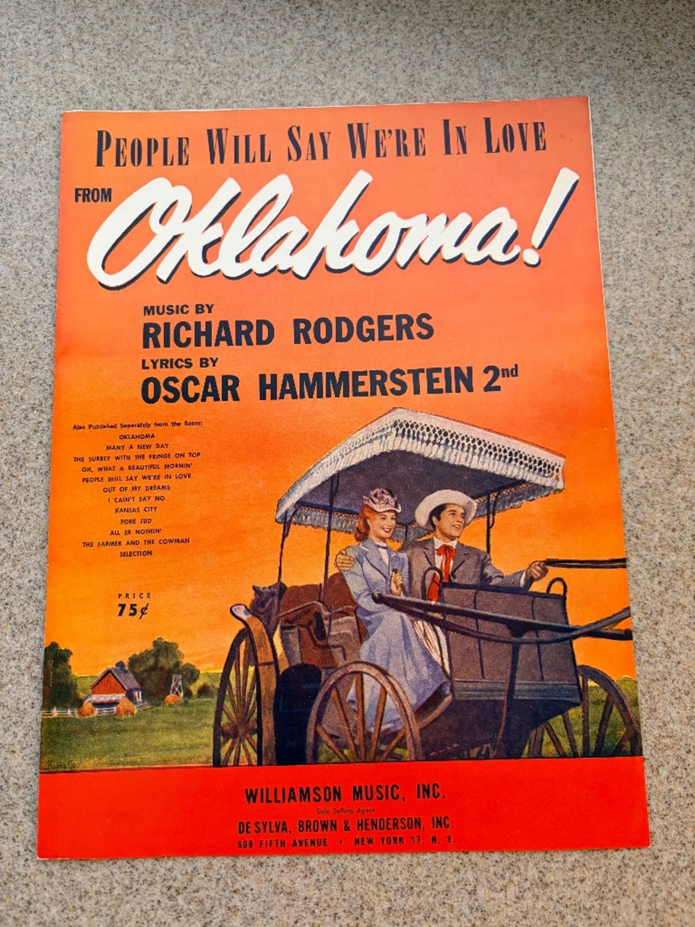 Vintage 1955 Oklahoma Piano Sheet Music - From Estate of Ira Bernstein/Broadway